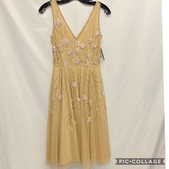 Adrianna Papell beaded floral bloom midi dress - Picture 9 of 15